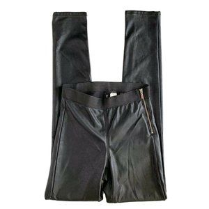 Faux Black Leather Skinny Pants Side Zip Leggings